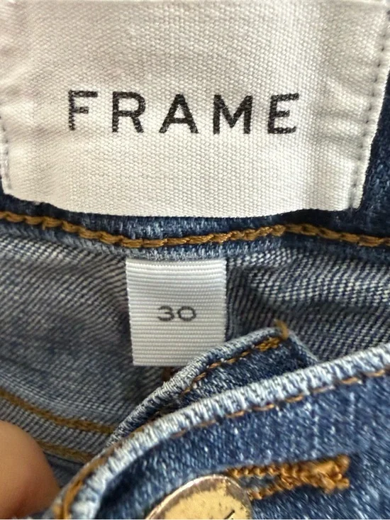 Frame Denim Le Cutoff Mid-Blue Frayed Hem Jean Shorts EUC Women’s Size 30 - Picture 8 of 16